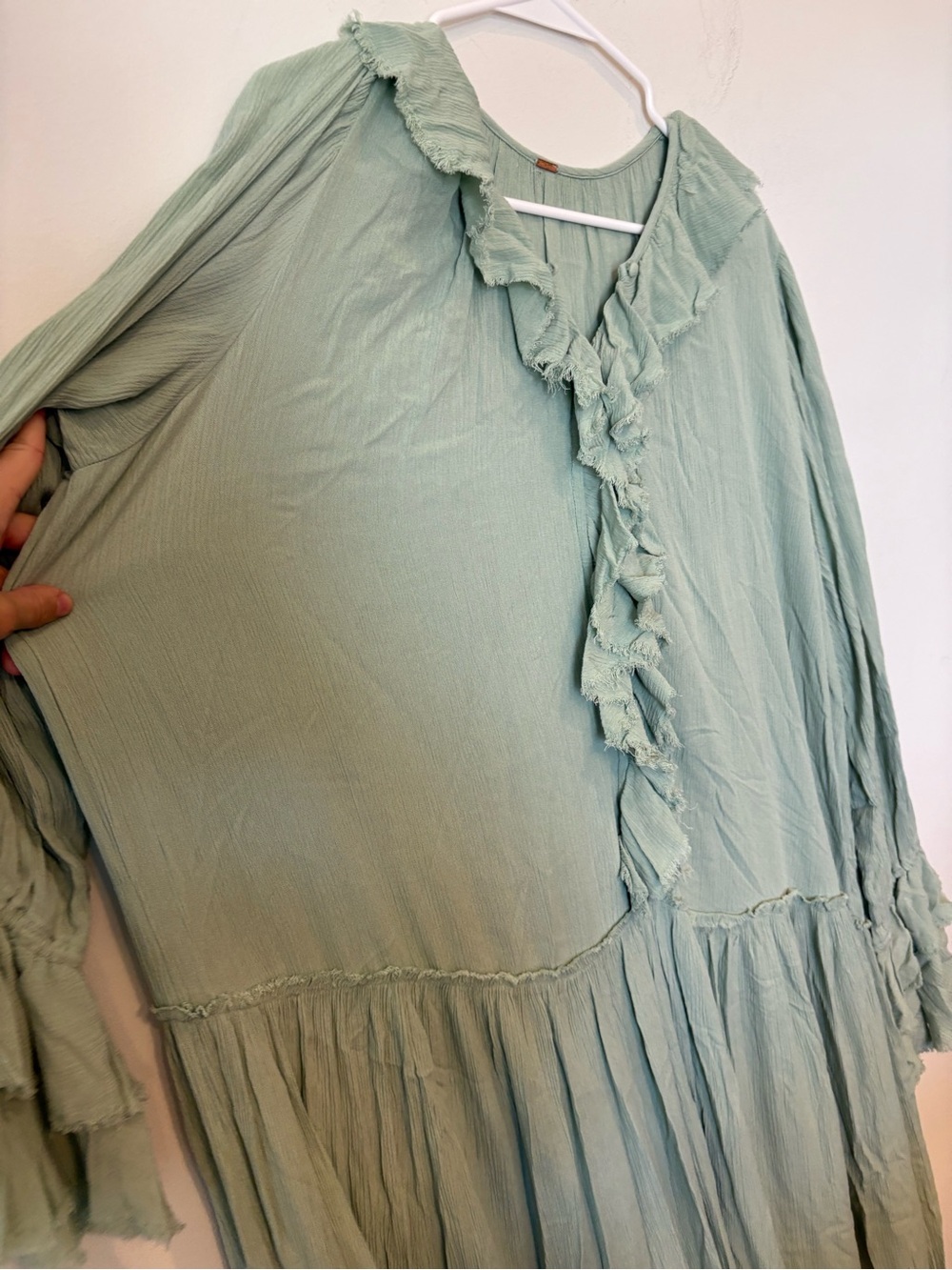 Free People sweet darlin Sage Green Textured Maxi Dress XL - Picture 9 of 15